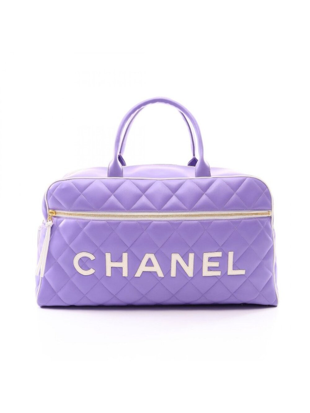 Chanel Boston Bag Quilted Purple Leather